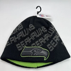 Seattle Seahawks Mütze Kinder Beanie schwarz Logo bestickt Strickpullover - Bild 1 von 10