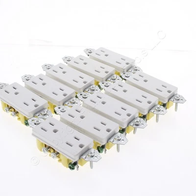 10 piezas Hubbell Blanco Resistente a Manipulaciones Decoradores Receptáculos 15A RRD15KWTR Sin Orejas Foto 1 de 4