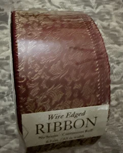 Kirkland Wire Edged Ribbon Classic Beautiful Ribbon 2.5” X50 Yards Red/gold Xmas - Picture 1 of 4