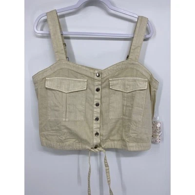 Camiseta sin mangas We The Free Palm Desert corta de mezclilla sin mangas con botones NUEVA XL Foto 1 de 4