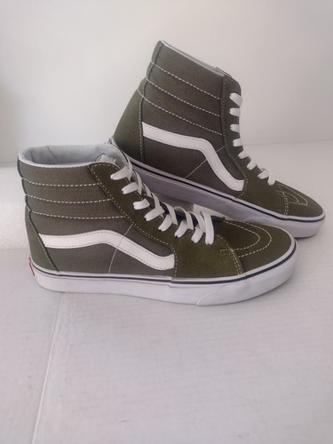 Taglia 8 5 VANS Sk8 Camoscio alto di maiale Oliva con righe laterali bianche e punti