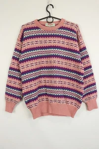Vintage Pura Lana Wool Multicolor Geometric Sweater Size 46 - Picture 1 of 19
