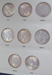 Juego completo de dólares de la paz de 1921 a 1934 - 24 monedas - Incluye 1921 y 1928 P - Imagen 1 de 18