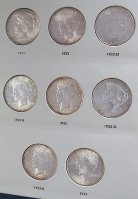 1921 to 1934 Complete Peace Dollar Set - 24 Coins - Includes 1921 & 1928 P - Image 1 of 4