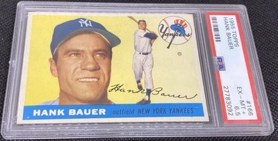 1955 Topps Baseball #166 Hank Bauer New York Yankees PSA 6.5 EX-MT+ - Image 1 of 2