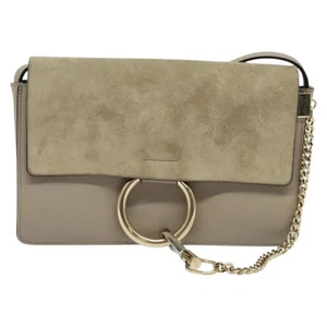 Auténtico bolso de hombro de cuero gris Chloé Faye - Imagen 1 de 23