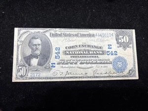 1902 $50 Corn Exchange National Bank PHILADELPHIA PA National Currency CH #542 - Picture 1 of 14