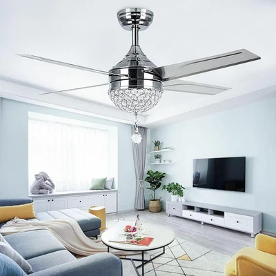 Morpholife Crystal Ceiling Fan with Light Remote Control, Modern LED Chandelier - Image 1 of 4