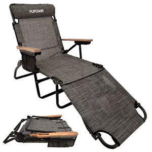 Face Down Tanning Chaise Lounge Chair with Face & Arm Holes - 6 Position - Brown - Picture 1 of 10