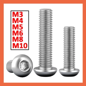Viti a bottone a bussola M3 M4 M5 M6 M8 M10 testa a cupola bulloni a brugola esagonali A4 inox - Foto 1 di 102