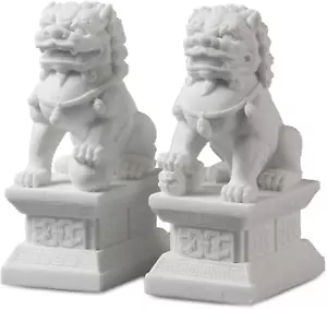 Large Size Foo Dog Statue,Pair of Guardian Lions,Asian Stone Statues Feng Shui D - Picture 1 of 8