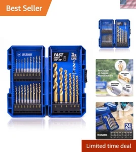 Complete 24-Piece Drill Bit Set with Quick Change Hex Shank & Titanium Finish - Picture 1 of 10