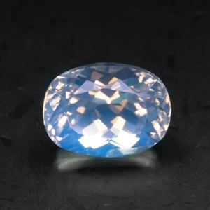 Dramatic! 1.57 ct Blue Moonstone Yellowish Blue Faceted Oval Gemstone From India - Picture 1 of 6