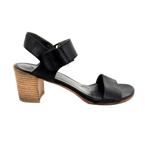Womens 8.5 M Stuart Weitzman Broadband Ankle Strap Black Leather Heeled Sandals - Picture 1 of 11