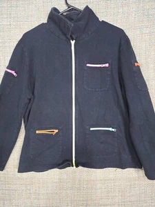 Norm Thompson Jacket XL Women's Black Full Zip Long Sleeve Colorful - Picture 1 of 9