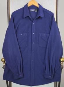VTG PATAGONIA Made in USA Mens Snap Front Fleece Shirt Overshirt Sz XL Blue - Picture 1 of 16