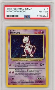 PSA 8 MINT Mewtwo 1999 Pokemon Base Set UNLIMITED #10/102 Holo Rare 52595743 - Picture 1 of 2