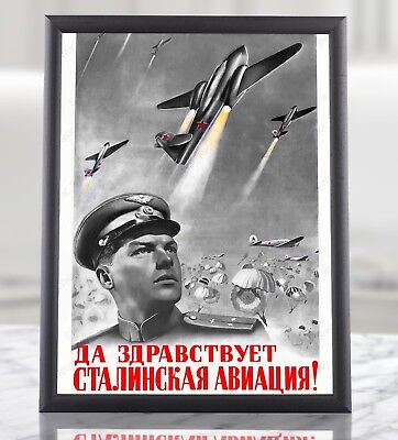 Soviet Air Force WW2 Propaganda Poster, WWII USSR Russian Army Aviation Print • 84.01$