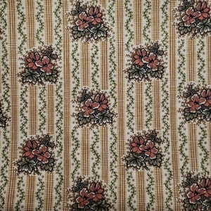 Andover Fabrics Cotton Quilting Fabric Beige Floral Stripe by Jo Morton 3 Yards - Picture 1 of 3