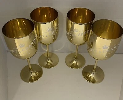 4 tazas de champán de plástico acrílico dorado Moet Chandon Foto 1 de 4