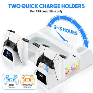 New For Playstation 5 Dualsense Controller Charging Station PS5 Cooling Fan - Picture 1 of 13