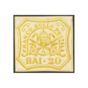Estado Pontificio 1858 20 Baj. Amarillo N. 11A No Emitido 3 Cert. Grande Rareza' - Imagen 1 de 5