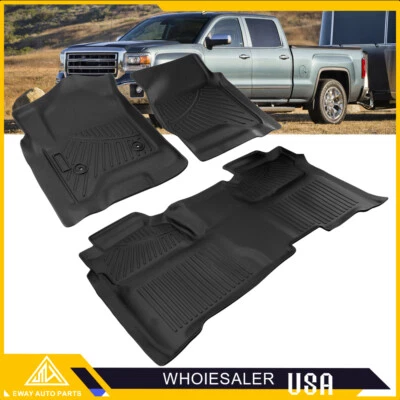 All Weather Floor Mats Liners TPE for 14-18 Chevy Silverado/Sierra 1500 Crew Cab - Image 1 of 4