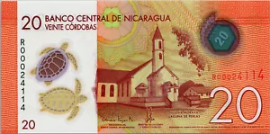 Nicaragua 20 Cordobas 2014 - 2015, REPLACEMENT R000, UNC, P-210 ,Polymer - Picture 1 of 4