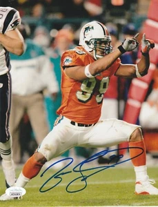 JASON TAYLOR MIAMI DOLPHINS JSA AUTHENTICATED ACTION SIGNED 8x10 - Picture 1 of 1