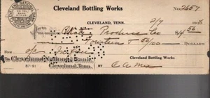 1928 COKE CHECK--Cleveland Bottling Works--FREE SHIPPING - Picture 1 of 1