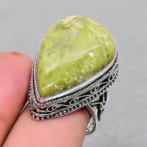 Unakite Pear Shape Gemstone Fashion Gift Jewelry Vintage Adjustable Ring SR 2419 - Picture 1 of 7
