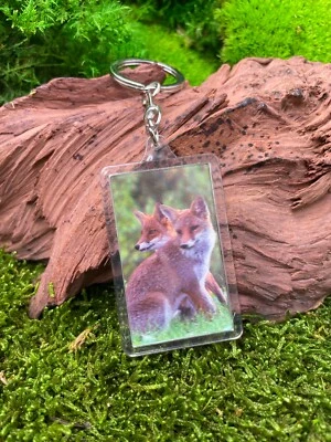 ONWOMANIA Fuchs Rotfuchs Wildhund 3D Schlüsselanhänger aus Acryl Glücksbringer braun