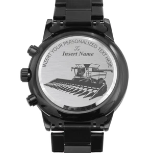 Personalized Laser-Engraved Harvesting Machine Operator Metal Wristwatch Gift - Picture 1 of 11