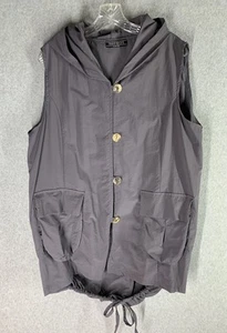 Transparente Black Label Vest Gray OS Lagenlook Art To Wear Hood Duster Pockets - Picture 1 of 10