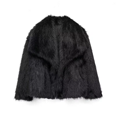 Winter Plush Coat Fashion Warm Thicken Fluffy Lapel Jacket Outwear Women's Cloth - Image 1 of 4