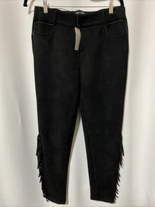 Crazy Train BLK Cowgirl Fransen Kunstleder elastischer Bund Hose GR. L /XL Weihnachten - Bild 1 von 18