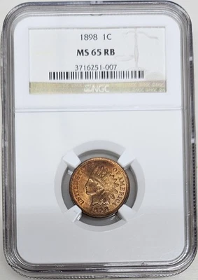1898 Indian Head One Cent Penny NGC Graded MS65 RB (Red Brown) 1C Coin - Image 1 of 4