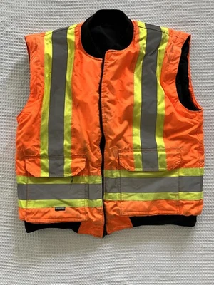Orange Insulated Reflective High Visibility Safety Winter Vest. Adult Medium. - Image 1 of 3