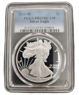 American Silver Eagle 2010-W prueba graduación profesional PR69 camafeo profundo ASE .999 Foto 1 de 2