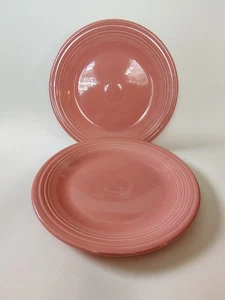 Set of 2 Fiestaware Retired Rose Pink Vintage Dinner Plates 10 1/2" diameter - Picture 1 of 5