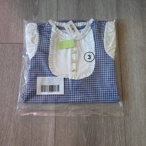 JANIE AND JACK Girls Houndstooth Puff Sleeve Dress Size 3 Blue  - Picture 1 of 3