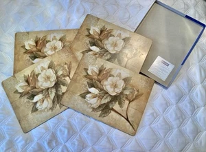 Pimpernel Sugar Magnolia Cork-Backed Placemats, Set of 4, 15.7 X 11.7" Open Box - Picture 1 of 8