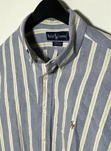 Polo Ralph Lauren Yarmouth camicia Oxford cotone a righe 16-34 bottoni TRAD - Foto 1 di 8