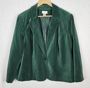 Studio Works Damen grüner Samt Blazer 2X Ein Knopf Urlaub klassische Jacke - Bild 1 von 9
