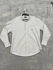 NAUTICA HERREN BLAU KARIERT KLASSISCH GEKNÖPFT LANGARM WEISS KRAGEN HEMD - Bild 1 von 7