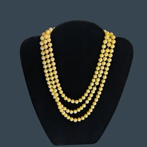 Faux Pearl Flapper Necklace Vintage Ivory Beads Knotted - Picture 1 of 10