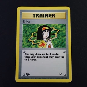 Erika Trainer 1st Edition 100/132 Gym Heroes WOTC LP 2000 Vintage Pokémon TCG - Foto 1 di 2