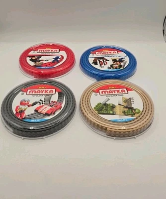 4 NEW Zuru Mayka Toy Block Tape(Works With Lego Toys Red Black Tan Blue Lot Of 4 - Image 1 of 4