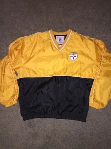 Vintage NFL Pittsburgh Steelers Football Pullover Windbreaker Jacke V-Ausschnitt XL - Bild 1 von 12