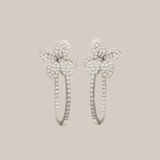 Real Russian White Topaz Flower Earring & Studs 925 Sterling Silver Fine Jewelry